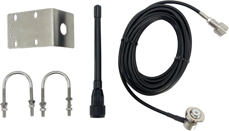 fmuser VM200 Marine Antenna, Durable 153-164Mhz Boat Radio Antenna with 16ft RG58 Coaxial Cable and L-Bracket, Ideal for Marine Radio - Image 1